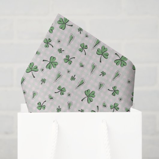 Roze en groene Gingham St Patrick's Day Tissuepapier (Cadeauzakje)
