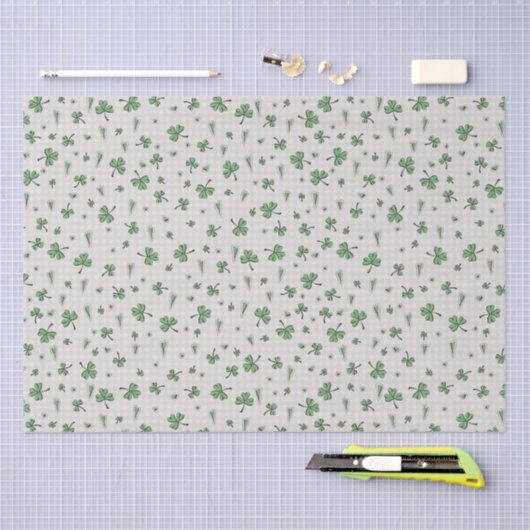 Roze en groene Gingham St Patrick's Day Tissuepapier (Craft)