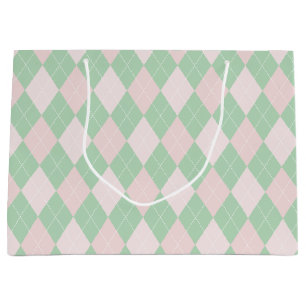 Roze en Groene Girly Argyle Patroon Groot Cadeauzakje