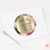 Roze en groene glitter waterverf Dank u wel Ronde Sticker (Envelop)