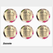 Roze en groene glitter waterverf Dank u wel Ronde Sticker (Vel)