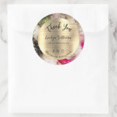Roze en groene glitter waterverf Dank u wel Ronde Sticker (Tas)