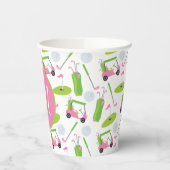 Roze en Groene Golf gepersonaliseerde Monogrammen Papieren Bekers (Links)