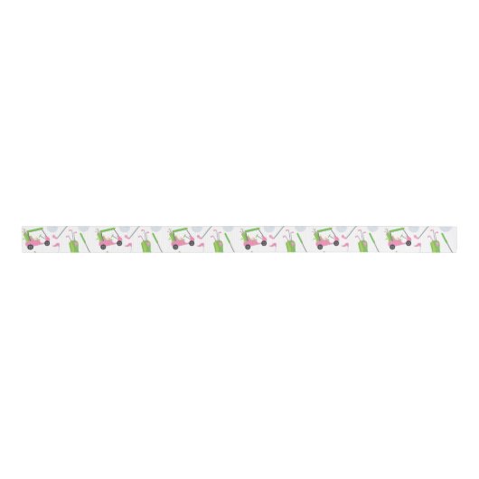 Roze en Groene Golf Grosgrain Lint (Voorkant)