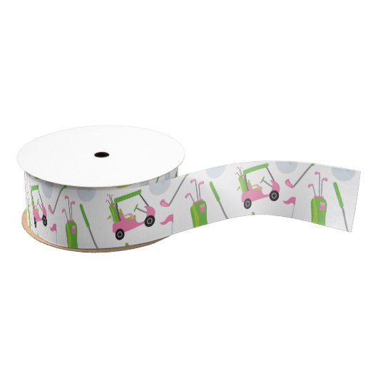Roze en Groene Golf Grosgrain Lint (Spoel)