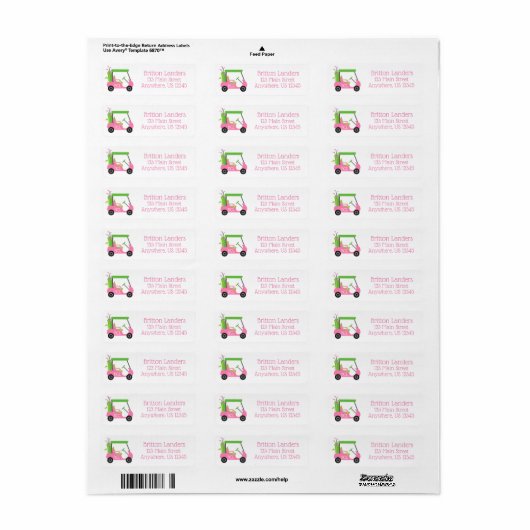 Roze en Groene Golf Return Address Labels (Full Sheet)