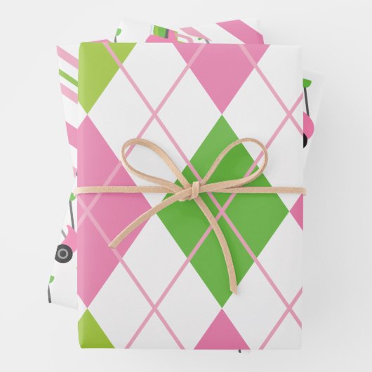 Roze en groene Golf-schotel Inpakpapier Vel (In situ)