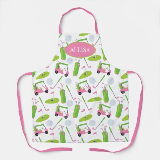 Roze en Groene Golf, speciaal gepersonaliseerd Schort (Voorkant)