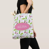 Roze en Groene Golf, speciaal gepersonaliseerd Tote Bag (Dichtbij)