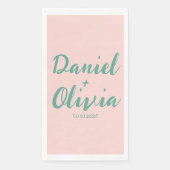 Roze en groene golvende bruiloft servet (Voorkant)