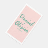 Roze en groene golvende bruiloft servet (Hoek)