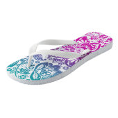 Roze en groene gradiënt Floral Damask Patroon Teenslippers (Schuin)