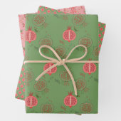 Roze en Groene Granaatappels Inpakpapier Vel (In situ)