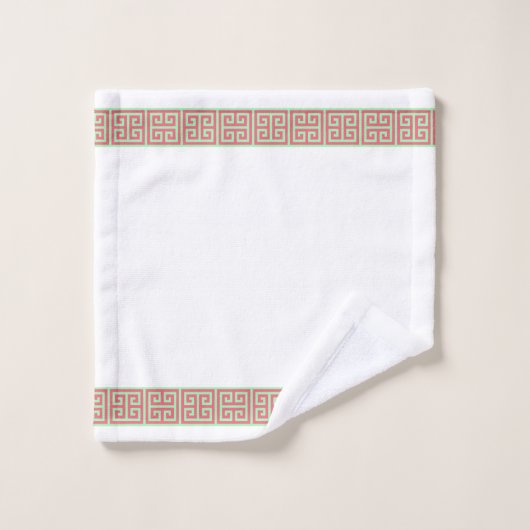 Roze en Groene Griekse Zeer belangrijke Grens Bad Handdoek (Wasdoekje)
