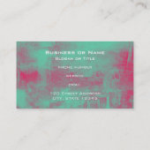 Roze en Groene Grunge Geplakt Abstract Visitekaartje (Achterkant)