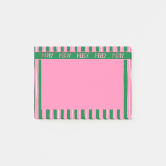Roze en groene handgetekende gestreepte vrolijke post-it® notes (Voorkant)