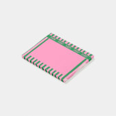 Roze en groene handgetekende gestreepte vrolijke post-it® notes (Schuin)