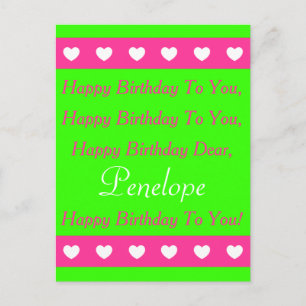 Roze en groene Happy Birthday Song Briefkaart