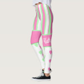 Roze en groene harten en stripes Leggings (Links)