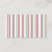 Roze en groene harten en strippes Play Date Card Contactkaartje (Achterkant)