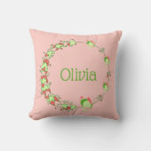 Roze en groene harten en vlindervleugels, geschut kussen (Voorkant)