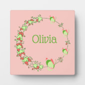 Roze en groene harten & krans van vlinders voor op fotoplaat (Voorkant)