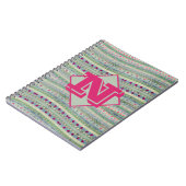 Roze en groene harten Patroon en uw monogram Notitieboek (Linkerzijde)