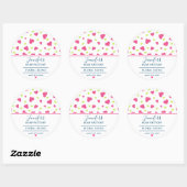 Roze en groene harten Patroonkaars Ronde Sticker (Vel)