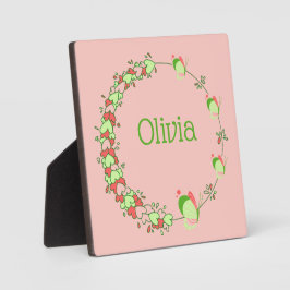 Roze en groene harten & vlinderkrans tafelstuk  fotoplaat