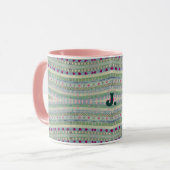 Roze en groene  hartpatronen en een letter mok (Voorkant links)