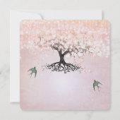 Roze en groene hartritme lef-boom liefdesbruiloft kaart (Achterkant)