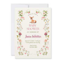 Roze en groene herten en bloemen Baby shower