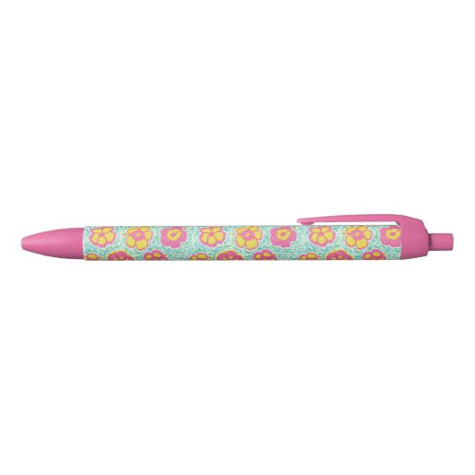 Roze en groene Hibiscus Print Pen (Bovenkant)
