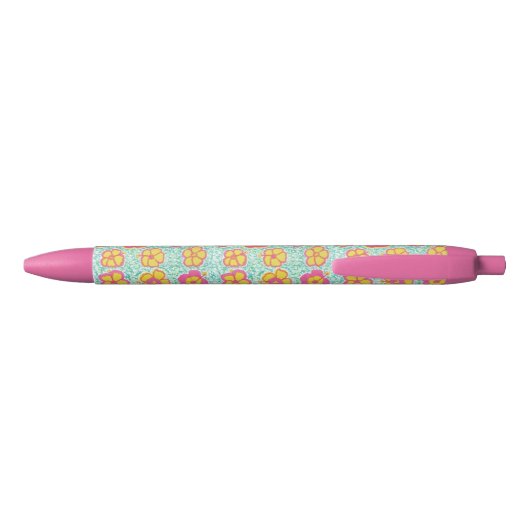 Roze en groene Hibiscus Print Pen (Achterkant)