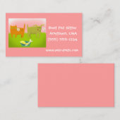 Roze en Groene Hond en Kat Huisdier Zittend Visitekaartje (Voorkant / Achterkant)