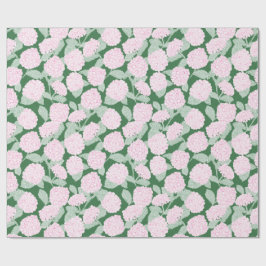 Roze en Groene Hortensia Bloemen Cadeaupapier