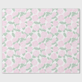 Roze en Groene Hortensia Bloemen Cadeaupapier