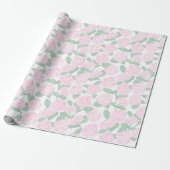Roze en Groene Hortensia Bloemen Cadeaupapier (Uitgerold)