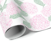 Roze en Groene Hortensia Bloemen Cadeaupapier (Rol Hoek)