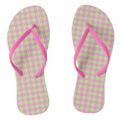 Roze en groene Houndstooth Teenslippers (Voetbed)