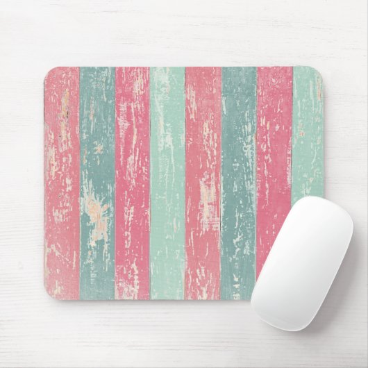 Roze en groene houten omheining muismat (Met muis)