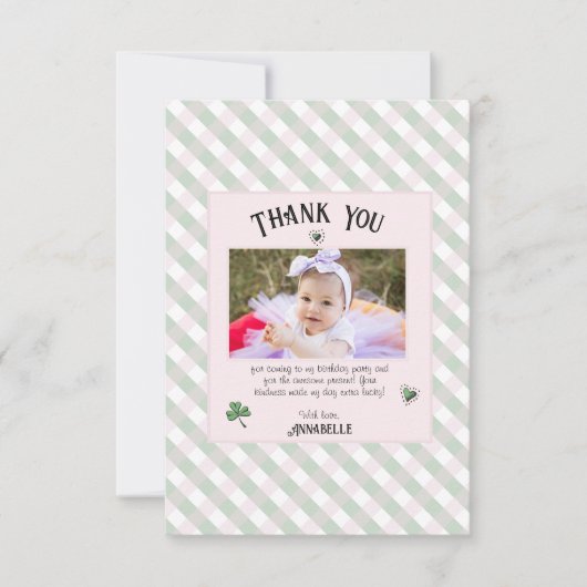 Roze en groene Ierse verjaardag Bedankkaart (Voorkant)