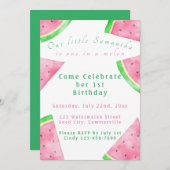 Roze en groene in een meloen van 1 dag uitnodiging (Voorkant / Achterkant)