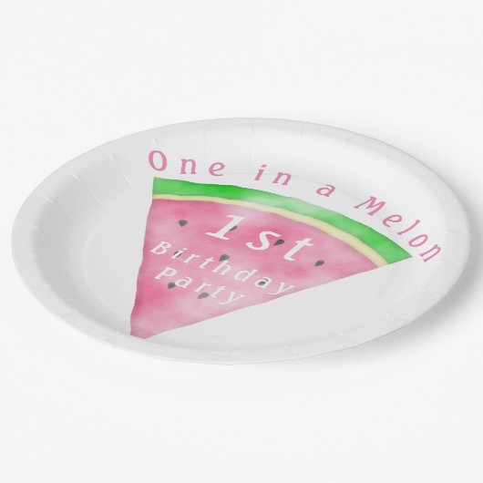 Roze en groene in een meloensmelter papieren bordje (Gekanteld)