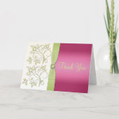 Roze en groene kaart met dank (Voorkant)