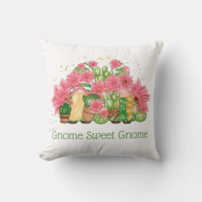Roze en groene kabouters Kabouter Sweet Kabouter Kussen (Voorkant)
