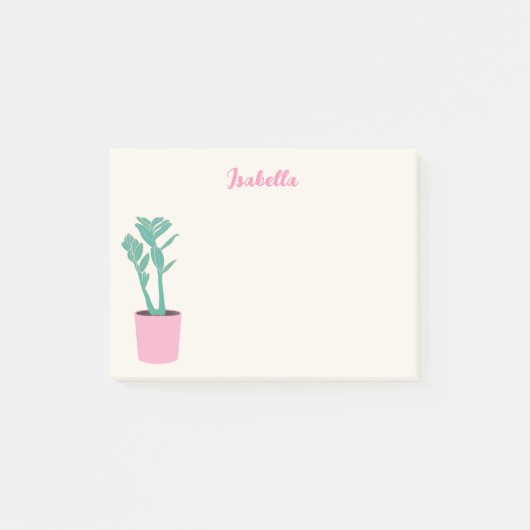 Roze en groene kamerplant post-it® notes (Voorkant)