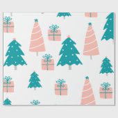 Roze en groene kerst cadeaupapier (Vlak)