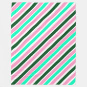 Roze en groene kerst-candy strepen fleece deken (Voorkant)