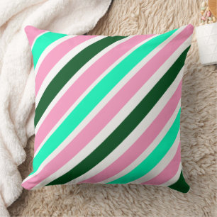 Roze en groene kerst-candy strepen kussen